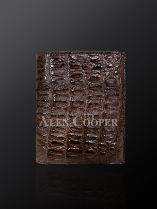Brown leather wallets made from original alligator skin plates (3)
