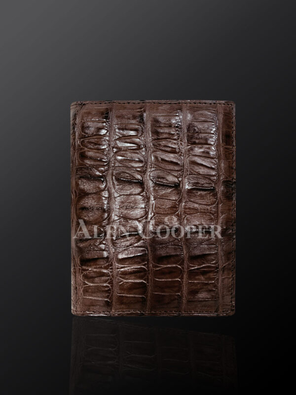 Brown leather wallets made from original alligator skin plates (4)