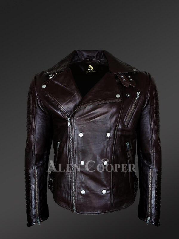 Classy and tasteful Italian-finish leather Jacket in coffee for men who dare!