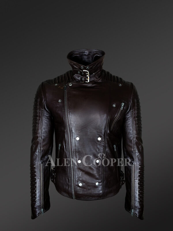 Classy and tasteful Italian-finish leather Jacket in coffee for men who dare