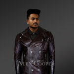 Classy & tasteful Italian-finish leather Jacket in coffee for men who dare With Model