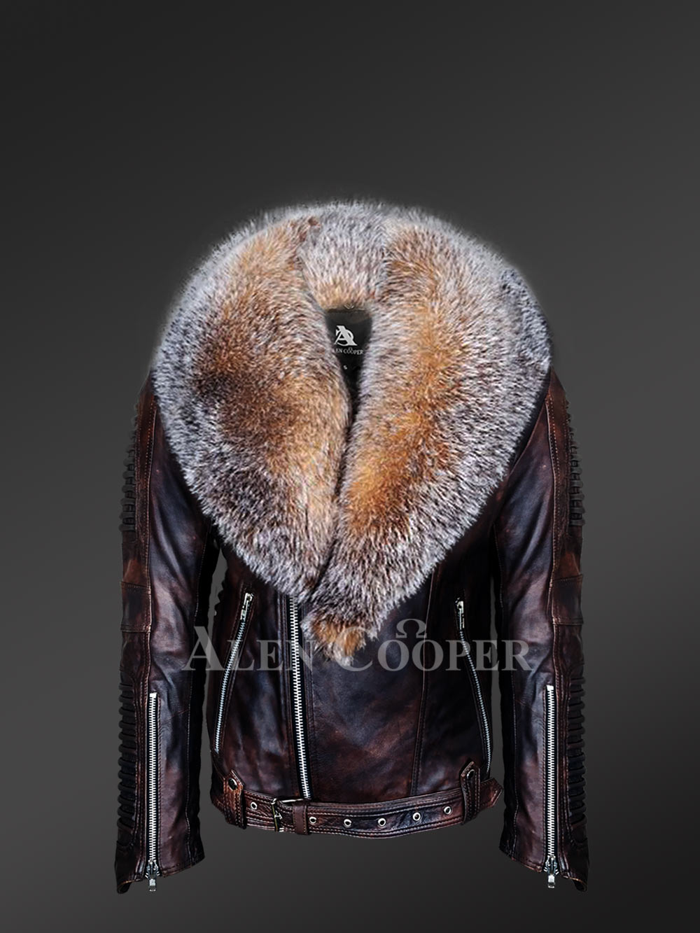 fox fur leather jacket