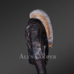 Coffee leather jacket with Crystal fox fur collar for men side view