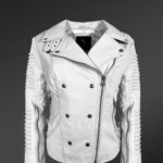 Extremely chic and fashionable white leather Jacket for women