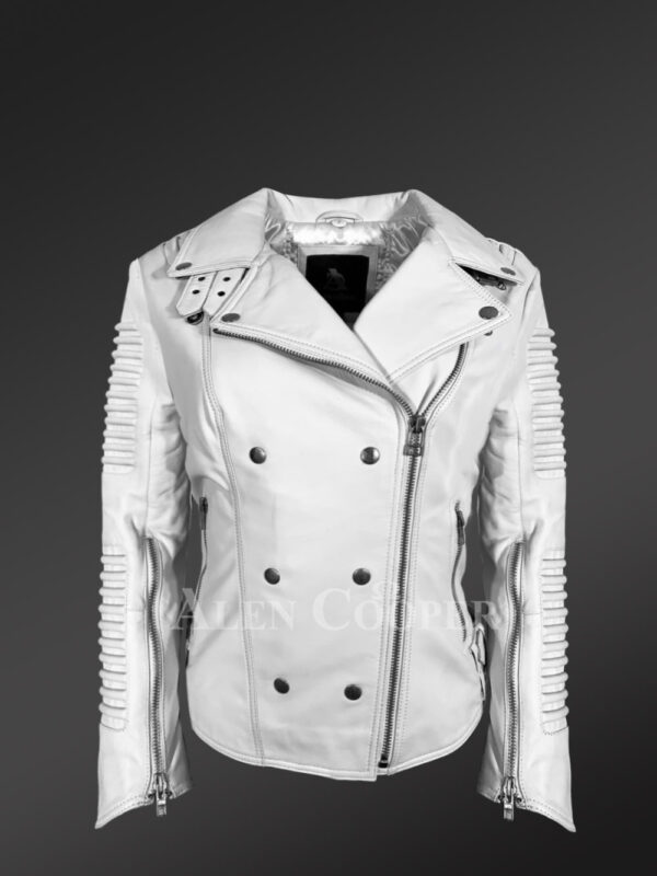 Extremely chic and fashionable white leather Jacket for women