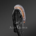 Plush Leather Jackets for men with pure fox fur collar side view