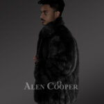 Genuine fox fur jacket for trendy and stylish men's new side view