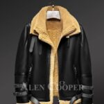 Authentic shearling jacket to redefine your masculine charm Black view
