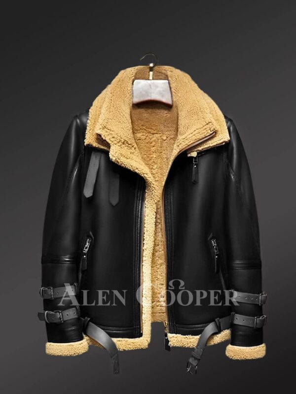Authentic shearling jacket to redefine your masculine charm Black view