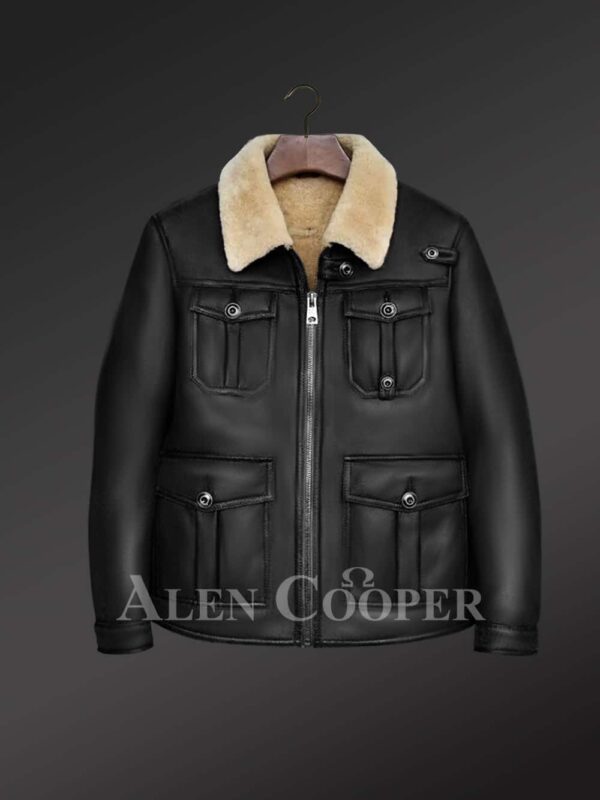 Black shearling jacket to help men improve their killer charm new view