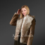 Brown Toscana shearling coat blending feminism with style Side view