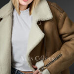 Ladies brown shearling coat to redefine fashion trends