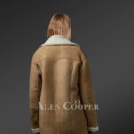 Ladies’ brown shearling coat to redefine fashion trends back side view
