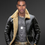 Motorcycle shearling jacket in black for stylish men! new