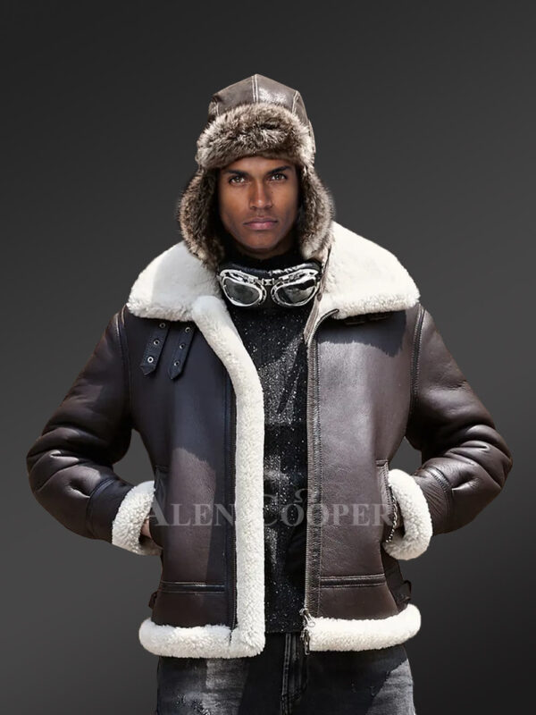 Stylish double-sided shearling coat for sophisticated men