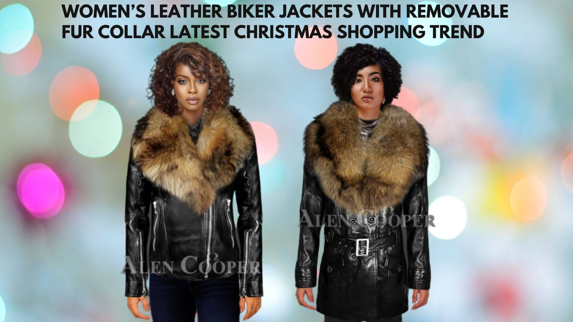WOMENS LEATHER BIKER JACKETS WITH REMOVABLE FUR COLLAR LATEST CHRISTMAS SHOPPING TREND
