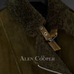 Genuine shearling jackets in olive to hone your overall appeals
