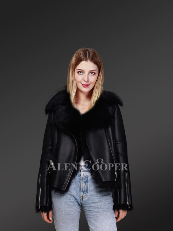 Toscana shearling jacket in black for gorgeous women this winter