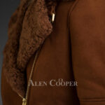 Warm and stylish genuine shearling jackets in brown for womens
