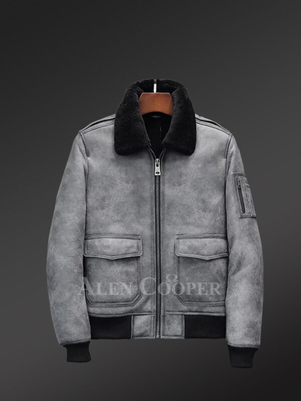 Genuine shearling jackets in grey for tasteful mens