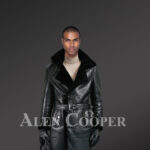 Men’s Authentic Shearling Long Coat In Black For Greater Charm