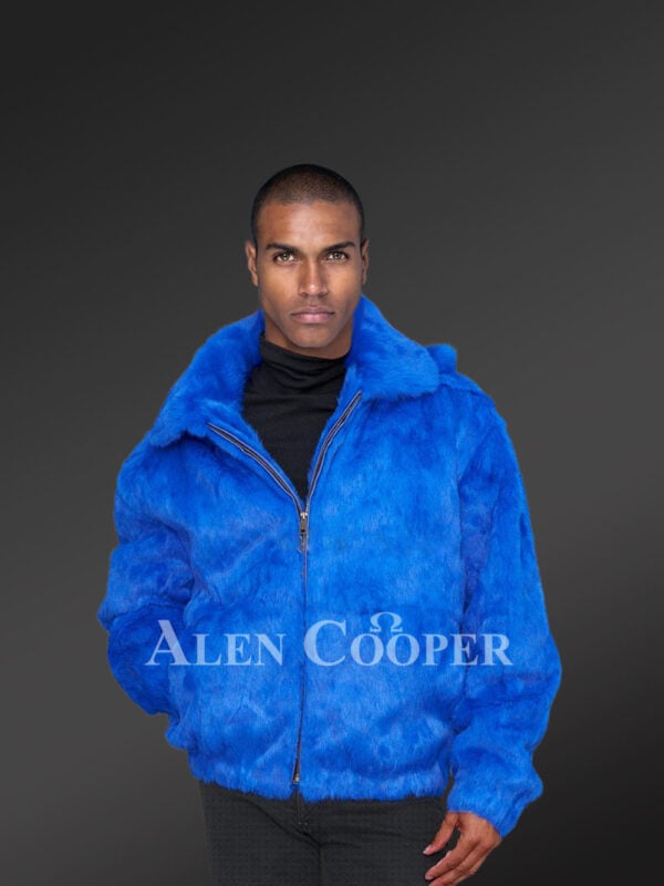 Stylish and genuine bomber fur jacket with hood for mens