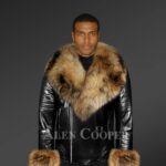 Genuine Leather jackets with detachable fur collar and handcuffs