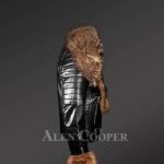 Genuine Leather jackets with detachable fur collar and handcuffs side view