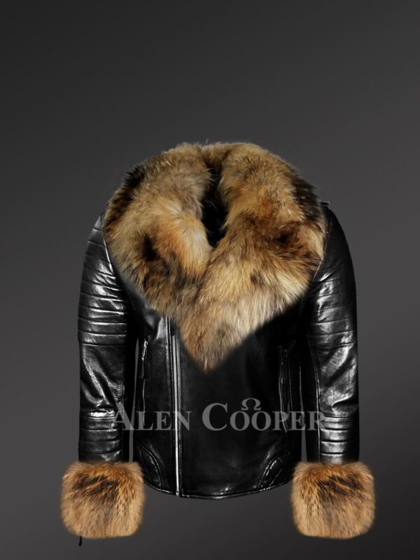 Genuine Leather jackets with detachable fur collar & handcuffs