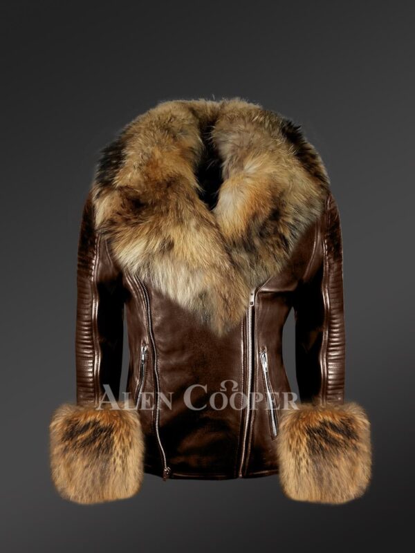 Genuine leather jackets with removable fur collar and handcuffs to redefine your appeal