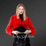 Authentic mink fur coat in red for stylish women