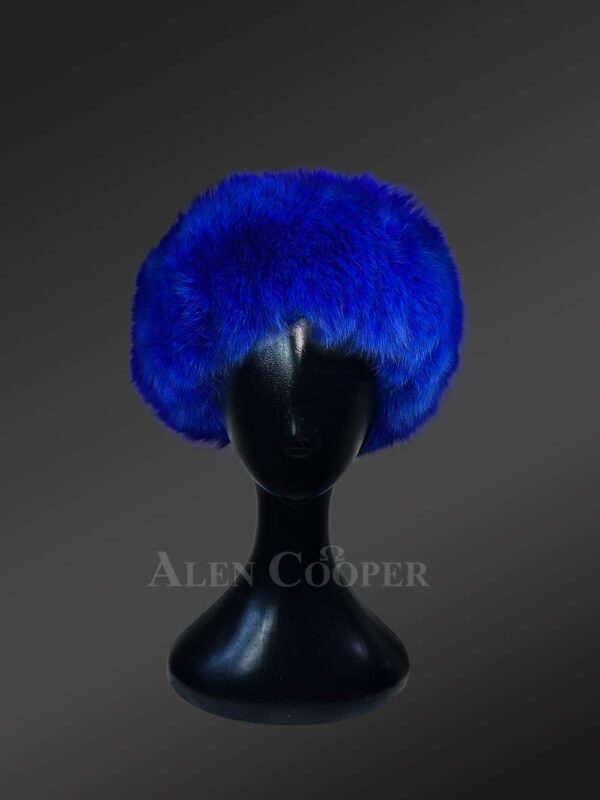Blue mink fur caps for women inclined to taste