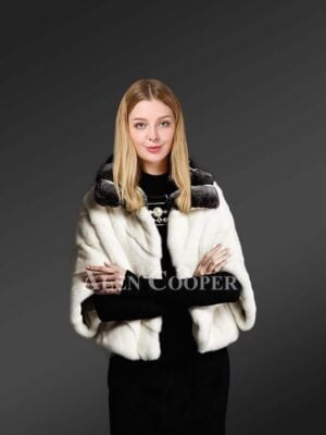 White cropped mink fur dressing item for ladies to renew fashion trends