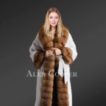 Women genuine mink fur long coats for exotic style side view