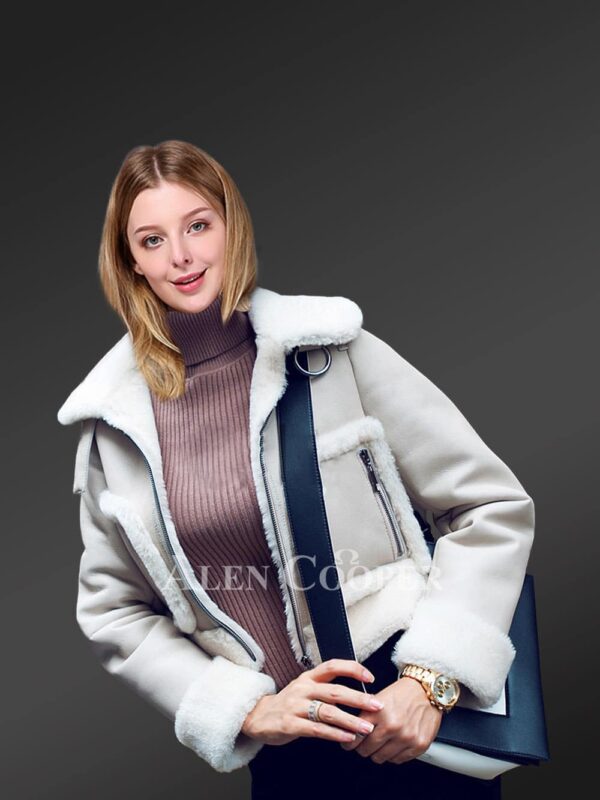 Women’s appealing winter jackets made of genuine shearling