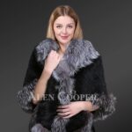 Beautiful Mink Fur Cape With silver Fox Fur Trims