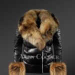 Black Leather Jackets With Removable Fur Collar And Handcuffs