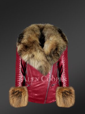 Genuine Leather Jackets For Divas With Removable Fur Collar And Hand Cuffs