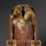 Genuine Leather Jackets For Stylish Divas With Removable Fur Collar And Hand Cuffs