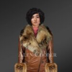 Genuine Leather Jackets For Stylish Divas With Removable Fur Collar And Hand Cuffs model