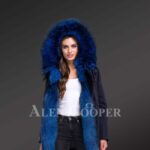 Magnify your persona with women’s Arctic fox fur hybrid navy parka convertibles