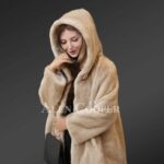 Hooded Mink Fur Coat For Women