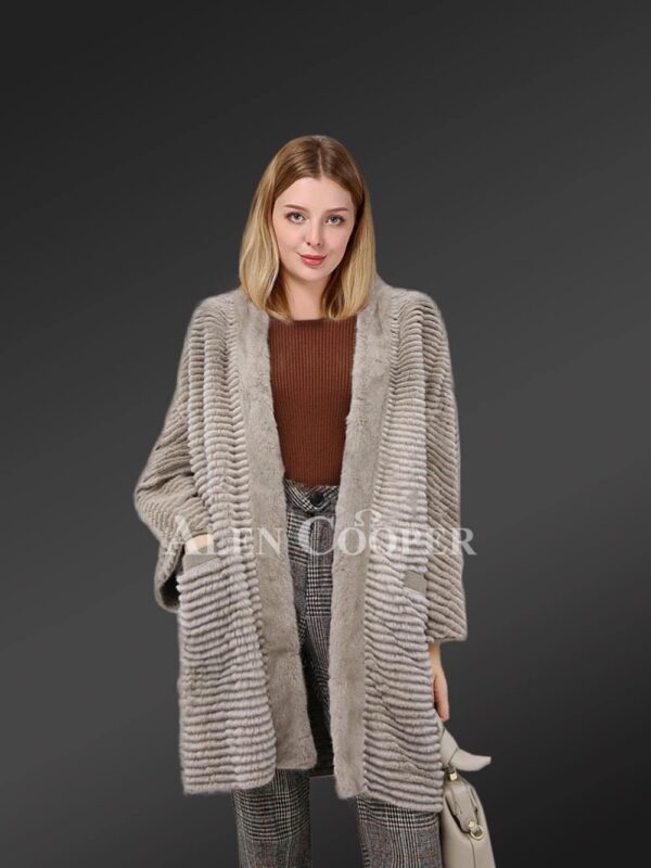 Knitted Mink Fur Cardigan For Women