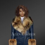 Leather Moto Jacket With Striking Fox Fur Collar And Cuffs