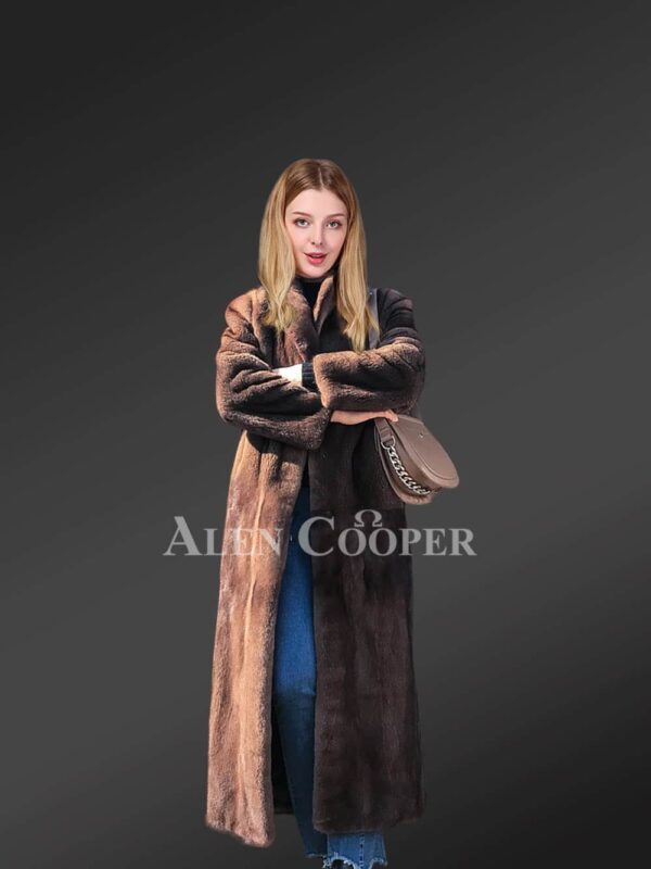 Lustrous Mink Fur Long Coat For Stylish Women