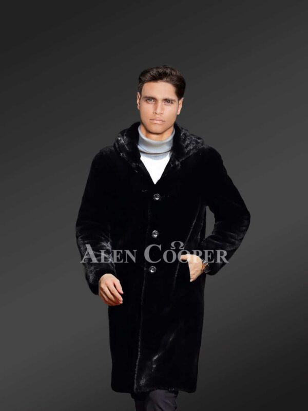 Men’s Mink Fur Long Coat With Hood