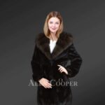 Mink Fur Coat With Fox Fur Collar And Lapel