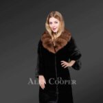 Mink Fur Coat With Fox Fur Collar And Lapels