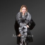 Mink Fur Coat With Silver Fox Fur Collar And Lapels