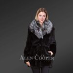 Mink Fur Coat With Silver Fox Fur Collar And Lapels For Stylish Women